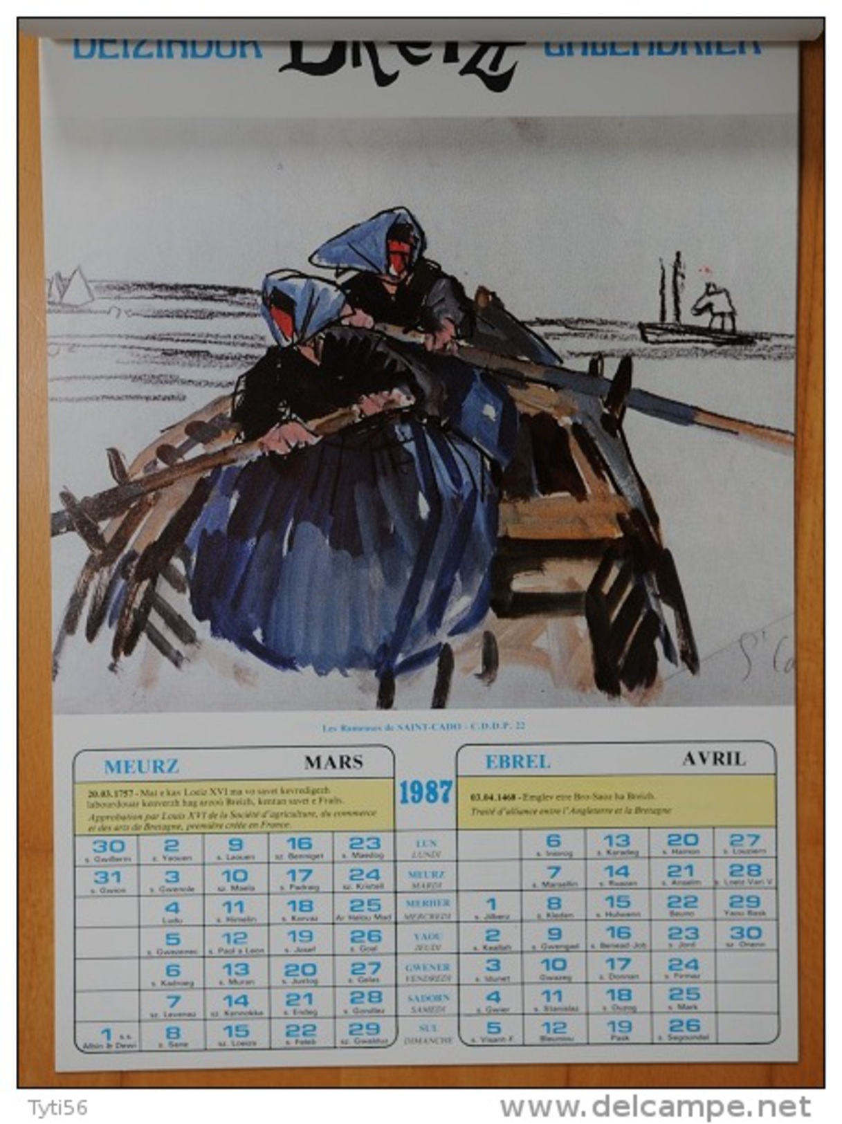 Calendrier De Saints Bretons Illustré Par Mathurin Meheut  Année 1987 - Grand Format : 1991-00