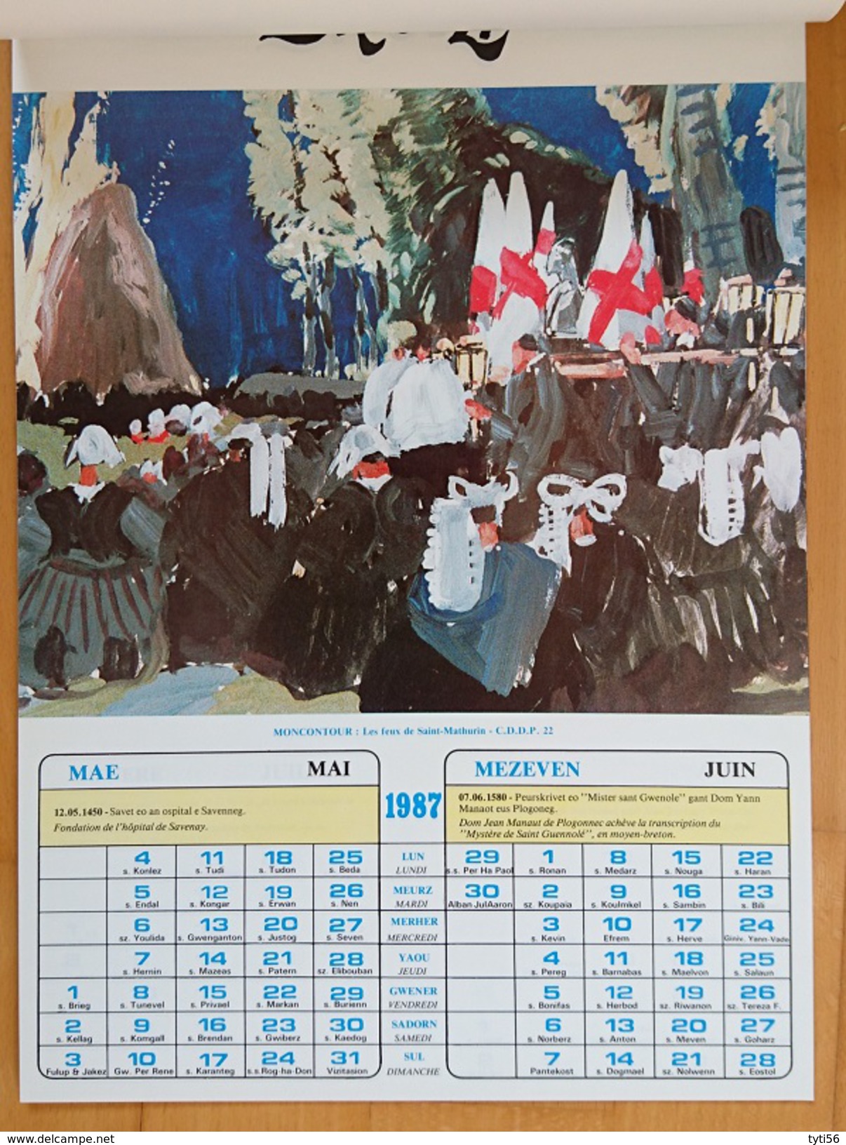 Calendrier De Saints Bretons Illustré Par Mathurin Meheut  Année 1987 - Grand Format : 1991-00