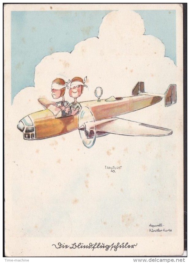 Fliegerhumor " Die Blindflugschüler " Feldpost 1942  Stempel Göppingen - Briefe U. Dokumente