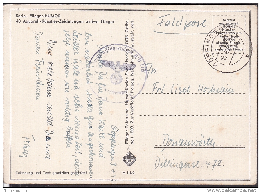 Fliegerhumor " Die Blindflugschüler " Feldpost 1942  Stempel Göppingen - Briefe U. Dokumente