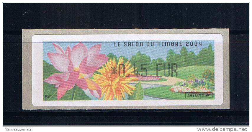 ATM, LISA1,  Ecopli, 0.45 EUR,  Salon Du Timbre, 26/06/2004. Lotus, Dalhia, Parc Floral De Paris Vincennes. - 1999-2009 Viñetas De Franqueo Illustradas