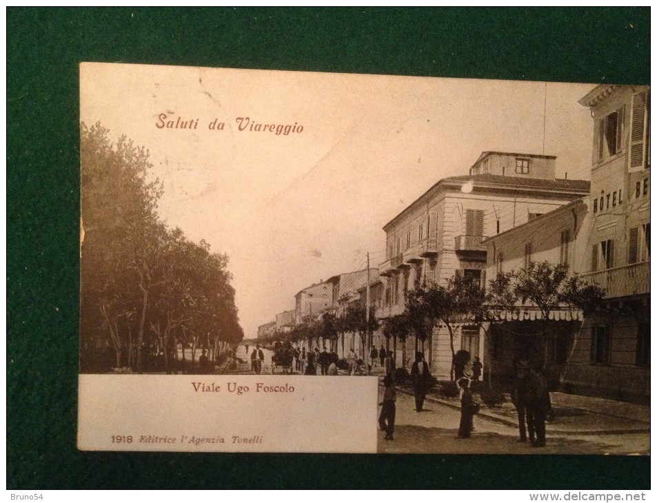 Cartolina  Saluti Da Viareggio Viale Ugo Foscolo Animata Viaggiata 1922 - Viareggio