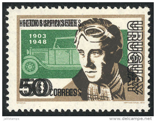 Sc.875, 1974 Car Racing, With VARIETY: Double Impression Of Black Color, Excellent! - Uruguay