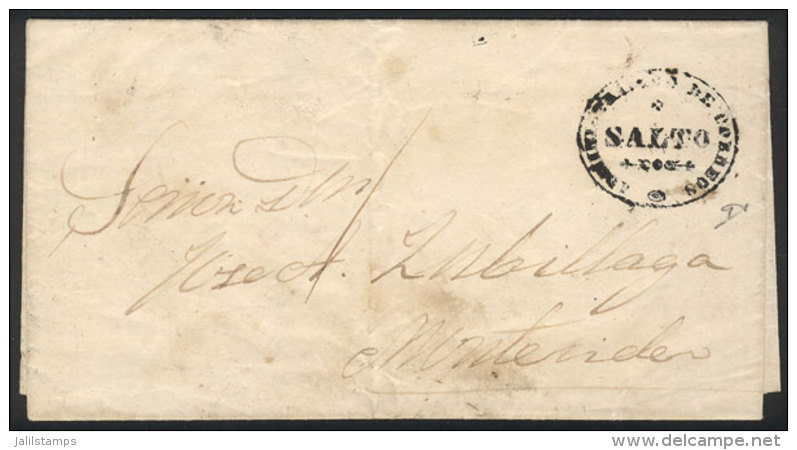 Entire Letter Dated 14/MAR/1852 Sent To Montevideo, With Black Mark 'Administración De Correos - SALTO',... - Uruguay