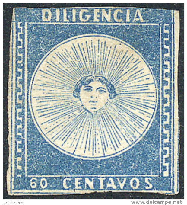 Sc.1c, 1856 Diligencia 60c. Light Blue, Mint, Good Example, Catalog Value US$650. - Uruguay