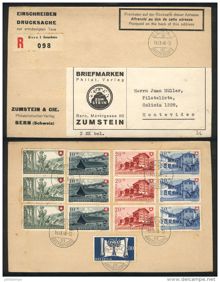 Card (cover Of A Parcel Post With Printed Matter) Sent By Registered Mail From Bern To Uruguay On 16/SE/1948, With... - Autres & Non Classés