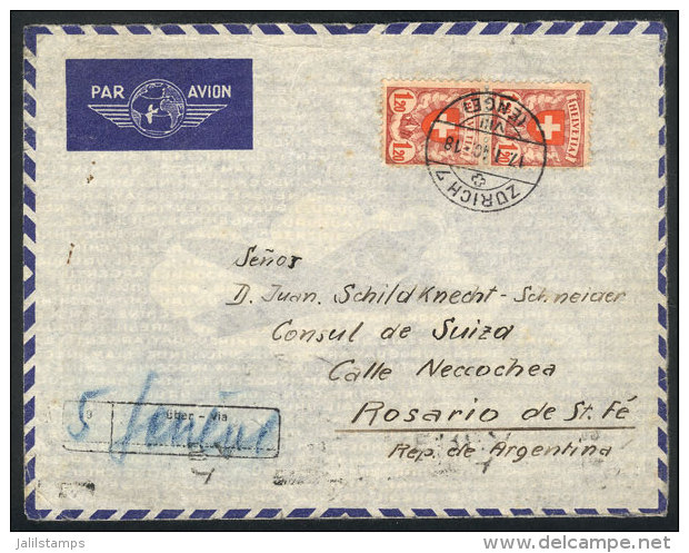 Airmail Cover Sent From Zürich To Argentina On 17/JA/1940 Franked With 2.40Fr., Minor Defect, Very Nice! - Sonstige & Ohne Zuordnung