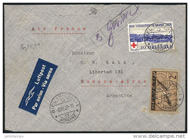 Airmail Cover Sent From Biel To Argentina On 8/DE/1939 Franked With 2.30Fr., Fine Quality! - Autres & Non Classés