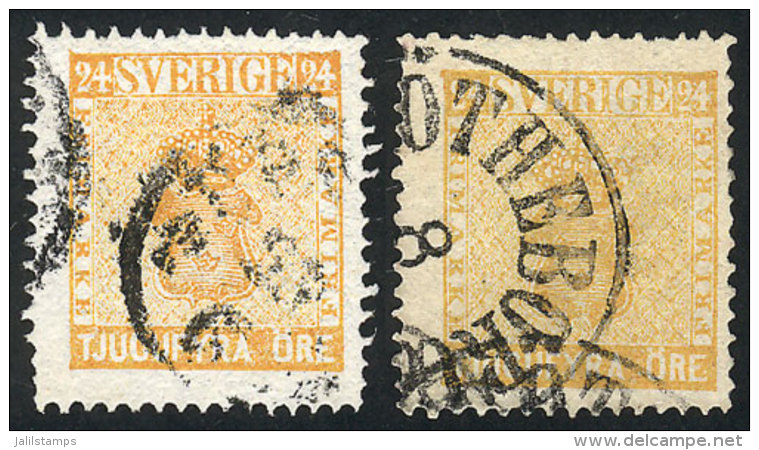 Sc.10 + 10a, 1858 24o. Orange And Yellow, Used, Fine Quality, Catalog Value US$90. - Autres & Non Classés
