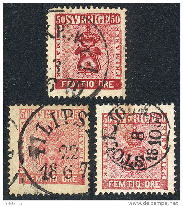 Sc.12 + 12a + 12b, 1858/62 50o In The 3 Colors, Used, Very Fine Quality, Catalog Value US$330. - Sonstige & Ohne Zuordnung