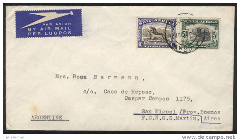 Airmail Cover Sent From Johannesburg To Argentina On 18/AU/1954 Franked With 6S., VF Quality! - Non Classés