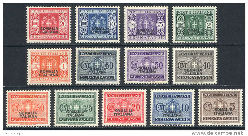 Sc.J42/J54, 1934 Complete Set Of 13 Unused Values, Lightly Hinged, VF, Catalog Value US$313. - Somalia