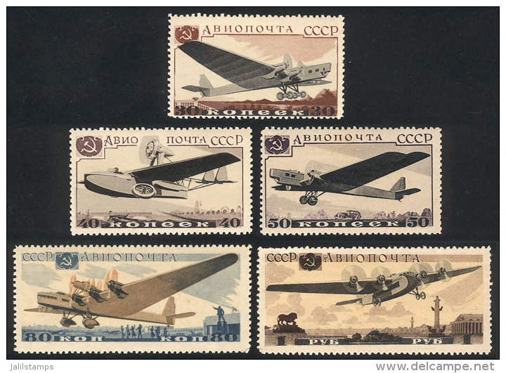 Sc.69/75, 1937 Airplanes 30k. To 1R., The 5 High Values Of The Set, MNH, VF Quality, Catalog Value US$300+ - Autres & Non Classés