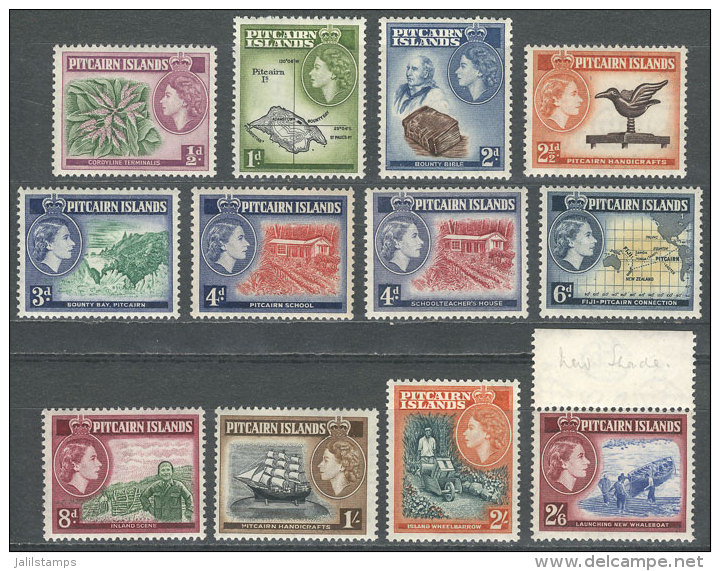 Sc.20/30 + 31, 1957/8 Ships, Maps Etc., Complete Set Of 12 Values, Mint Very Lightly Hinged (appear MNH), VF... - Pitcairn