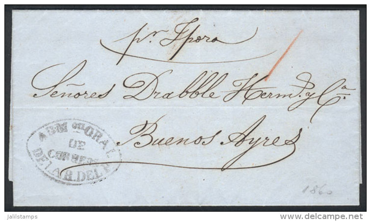 Entire Letter Sent By Steamer 'Yporá' From Asunción To Buenos Aires On 20/NO/1860, With Black Oval... - Paraguay