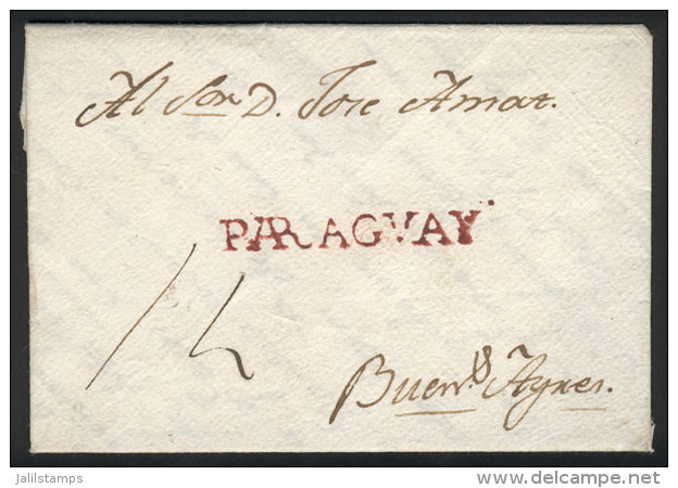 Entire Letter Dated Asunción 19/JA/1811 And Sent To Buenos Aires, With The Straightline Red Mark 'PARAGUAY'... - Paraguay