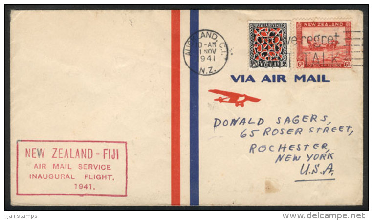 11/NO/1941 Auckland - Suva (Fiji): First Flight, Cover With Arrival Backstamp, VF Quality! - Autres & Non Classés