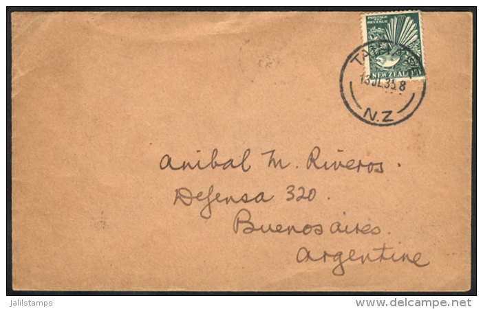 Cover For Printed Matter (unsealed Flap), Franked With &frac12;p. Sent From Taihape To Argentina On 13/JUL/1935,... - Autres & Non Classés