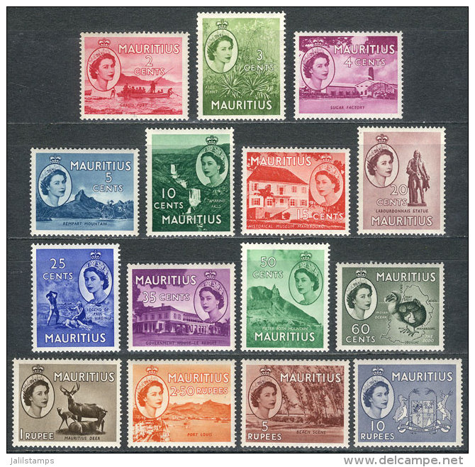 Sc.251/265, 1953/4 Complete Set Of 15 Values (ships, Animals, Flora, Waterfalls, Etc), Unmounted, VF Quality,... - Maurice (...-1967)