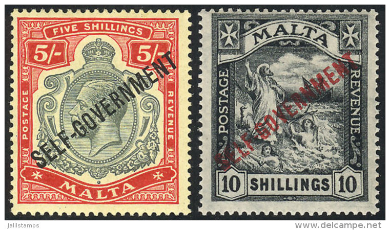 Sc.84 + 85, 1922 5S. And 10S., High Values Of The Overprinted Set, Mint Lightly Hinged, VF Quality, Catalog Value... - Malte