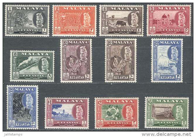 Sc.72/82, 1957/63 Animals, Ships, Trains, Sports And Other Topics, Complete Set Of 11 Values, Mint With Tiny And... - Kelantan