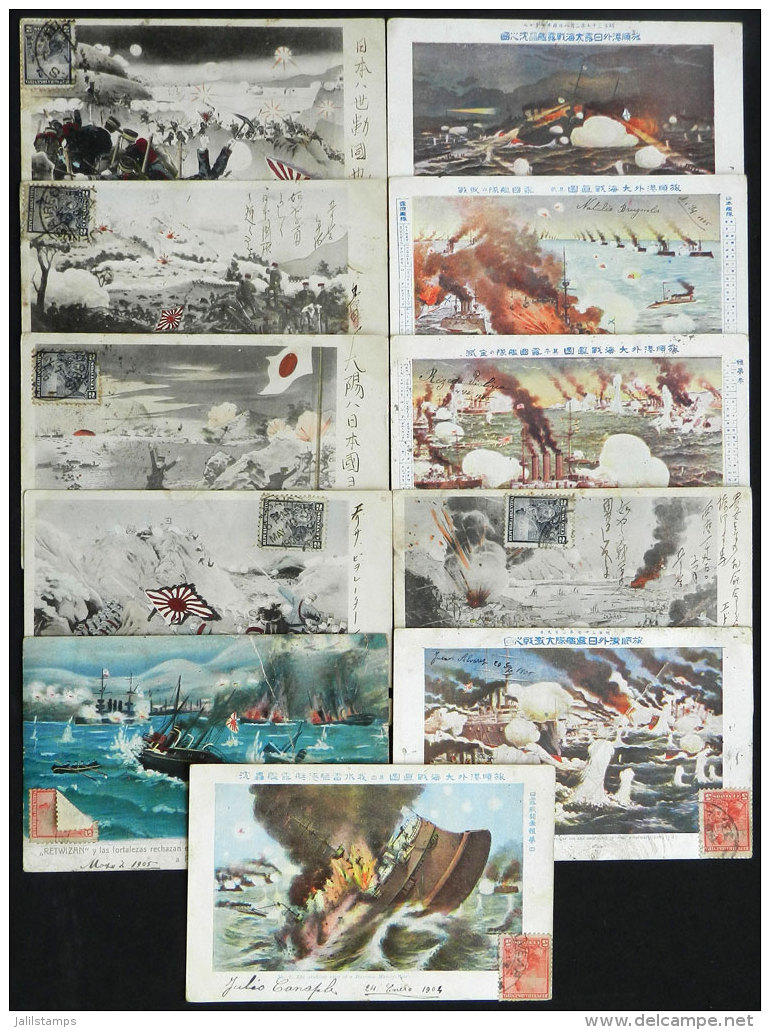 11 Old Postcards, Illustrated With Battle Scenes, Some With Defects, Others Of VF Quality, Good Lot! - Sonstige & Ohne Zuordnung