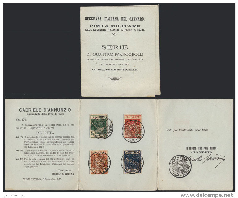 Sc.100/103, 1920 Anniversary Of The Occupation Of Fiume Led By D&acute;Annunzio, Cmpl. Set Of 4 Values On A Special... - Fiume