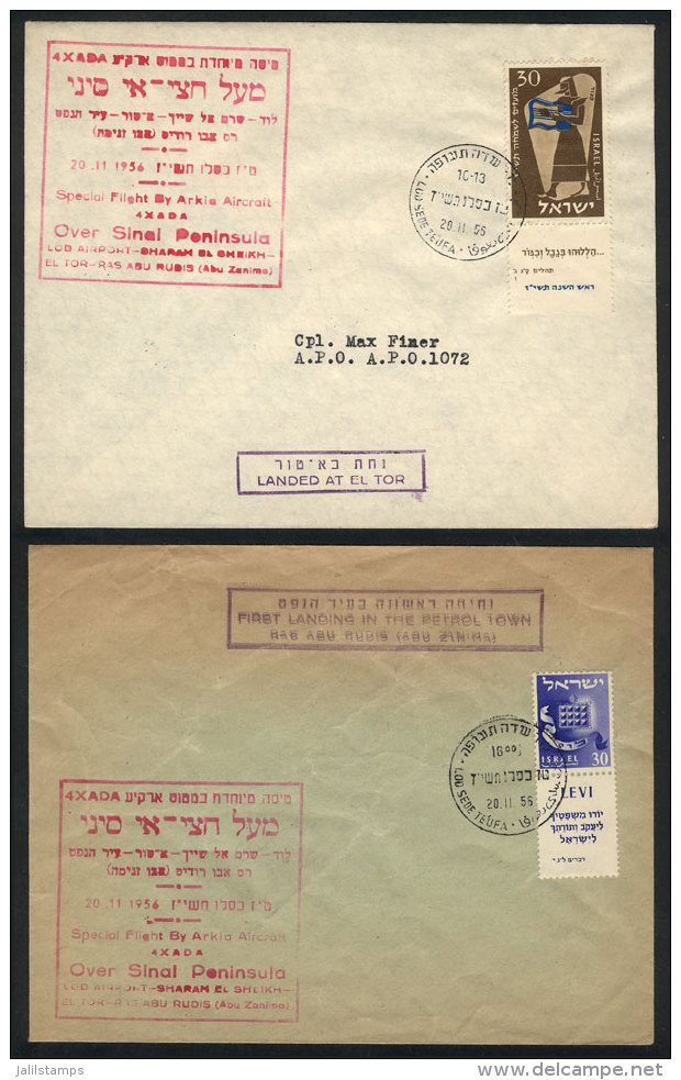 11/NO/1956 Special Flight Over Sinai Peninsula, 2 Covers With Special Handstamps, VF Quality! - Autres & Non Classés