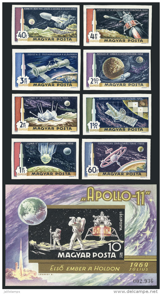 Sc.C287/295 IMPERFORATE, 1969 Space Exploration, Cmpl. Set Of 8 Values + Souvenir Sheet, MNH, VF Quality, Catalog... - Neufs