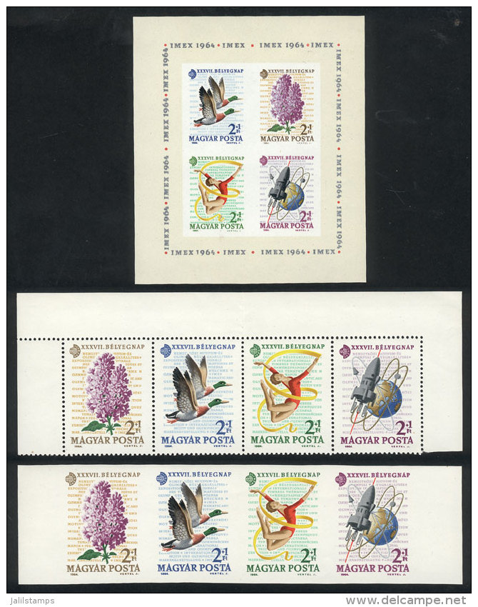 Sc.B242a + B242a And 242b Imperforate, 1964 Flowers, Sport, Birds, Space, MNH, Very Fine Quality, Catalog Value... - Sonstige & Ohne Zuordnung