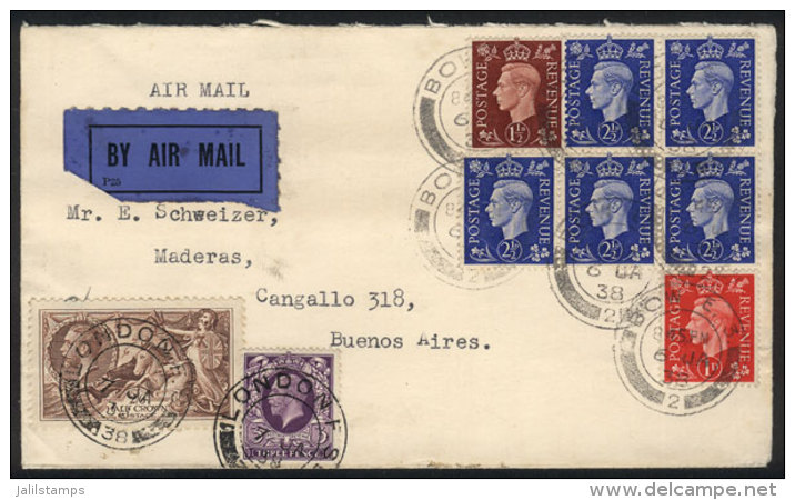 Airmail Cover With Handsome Multicolor Postage, Sent From London To Argentina On 7/JA/1938, VF Quality! - Autres & Non Classés
