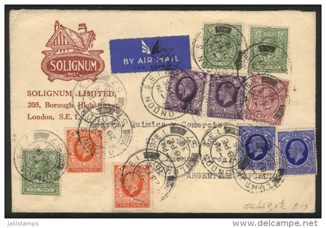 Airmail Cover With Nice Multicolor Postage, Sent From London To Argentina On 28/FE/1936 By Air France (transit... - Autres & Non Classés