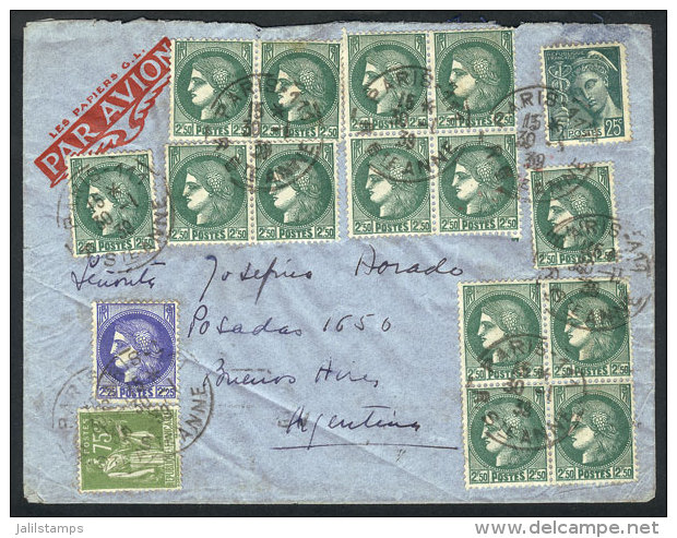 Airmail Cover Sent From Paris To Argentina On 30/JA/1939, Very Nice Postage! - Sonstige & Ohne Zuordnung