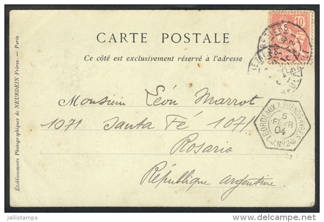 Postcard Sent To Argentina On 5/FE/1904, With Octagonal Mark Of French Steamer, VF! - Sonstige & Ohne Zuordnung