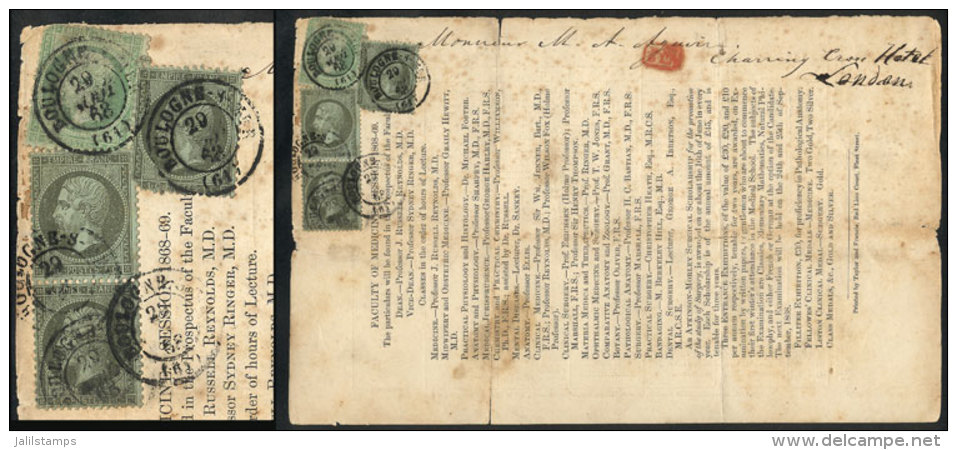 Last Page Of A Publication In English, Sent From BOULOGNE SUR MER To London On 29/AU/1868 Franked With 8c., Minor... - Autres & Non Classés