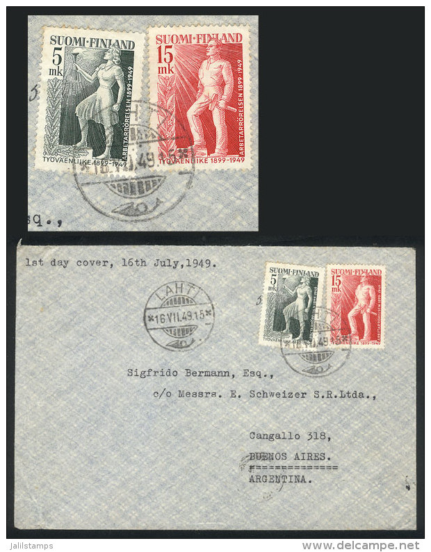 Airmail Cover Franked By Sc.283/4, Sent From Lahti To Argentina On 16/JUL/1949 (FDI), VF Quality! - Autres & Non Classés