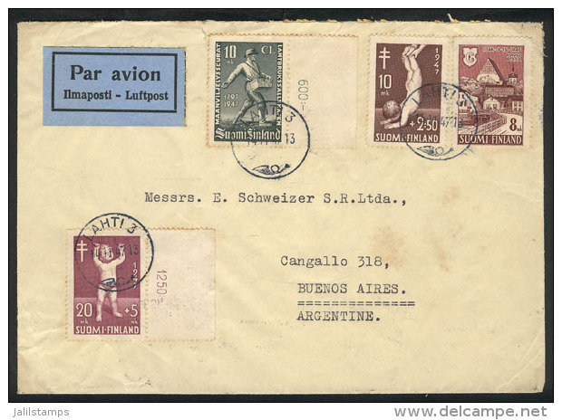 Airmail Cover Sent From Lahti To Argentina On 14/NO/1947 With Nice Postage! - Autres & Non Classés