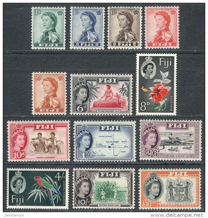 Sc.163/175, 1959/63 Flowers, Birds, Complete Set Of 13 Values, Mint Very Lightly Hinged (appear MNH), Very Fine... - Fidji (...-1970)