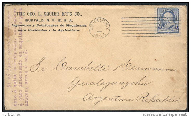 Commercial Cover Unsealed (for Printed Matter) Franked With 1c. Franklin, Sent In 1894 From Buffalo To... - Poststempel