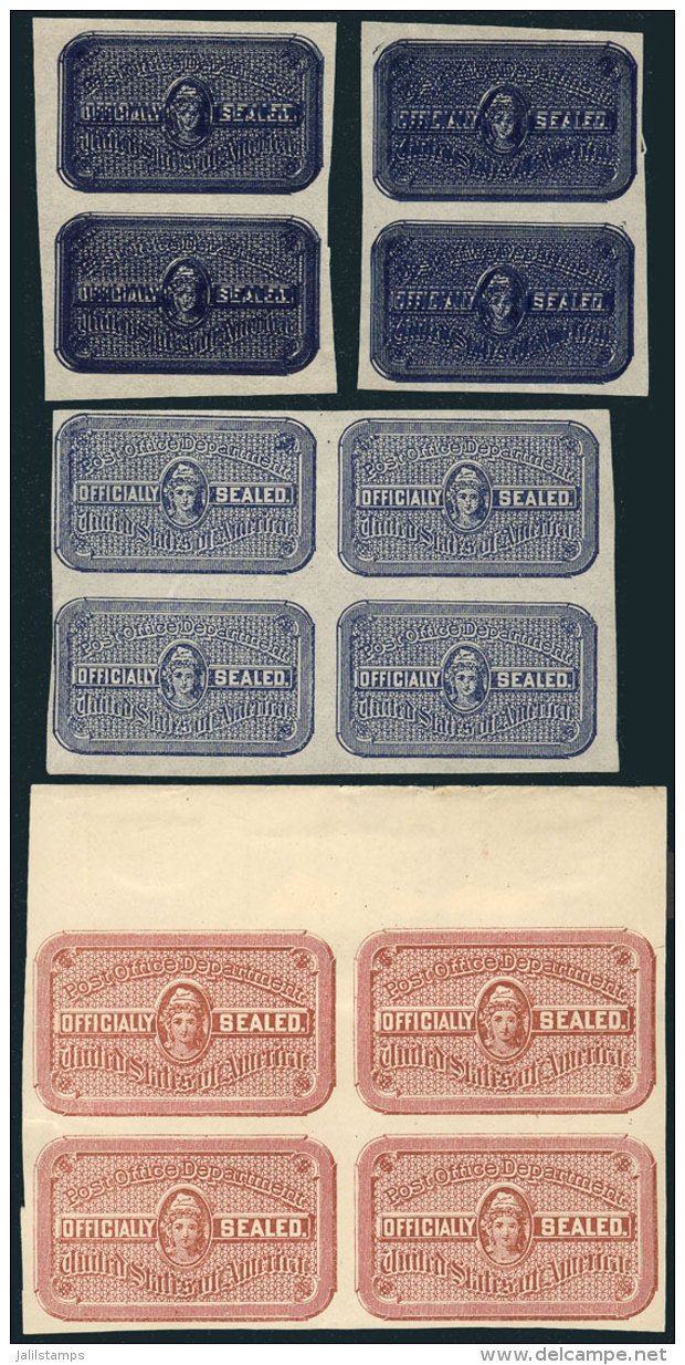 Lot Of Imperforate Post Office Seals, 2 Pairs With DOUBLE IMPRESSION Variety, Interesting! - Non Classés