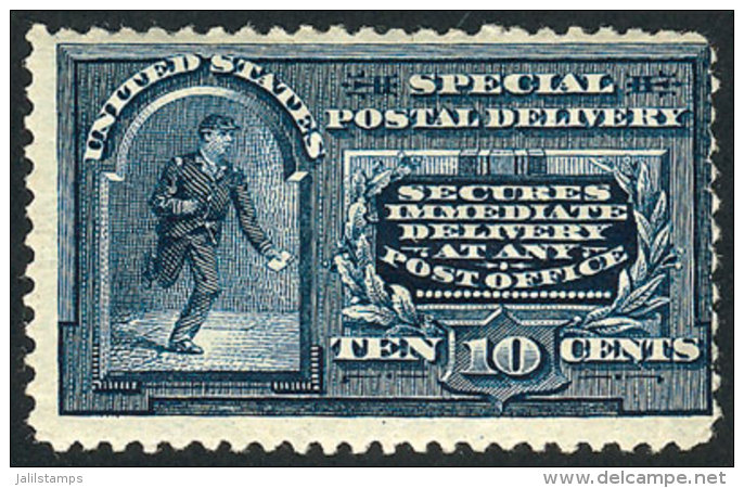 Sc.E4, 1894 10c. Blue, Unwatermarked, Mint, With Defects Visible On Back (crease And Thin), Good Front, Catalog... - Express & Recommandés