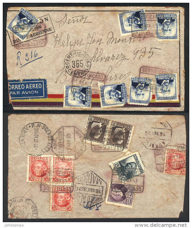 Registered Airmail Cover Sent From VILLAFRANCA DEL BIERZO To Argentina On 15/NO/1935, Very Nice! - Sonstige & Ohne Zuordnung