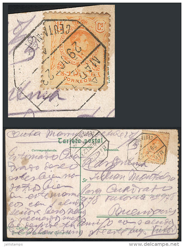 Postcard Franked With 15c. With Octagonal Cancel 'AMB. MARITIMO - CEUTA-ALGECIRAS', Sent To Buenos Aires On... - Autres & Non Classés