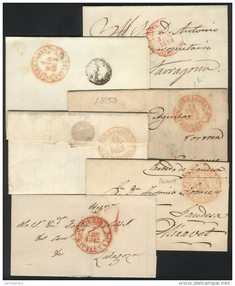 6 Folded Covers Or Letters Of Years 1842 To 1852, All With Interesting Postal Marks Of Various Towns In... - Autres & Non Classés