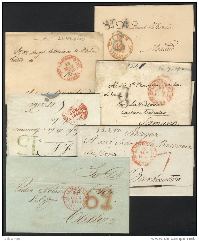 6 Folded Covers Or Entire Letters Posted Between 1842 And 1846, All With Interesting Postal Marks Of Various Towns,... - Autres & Non Classés