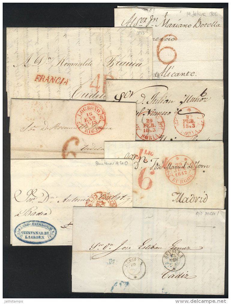 6 Folded Covers Or Entire Letters Posted Between 1842 And 1846, All With Interesting Postal Marks Of Various Towns... - Autres & Non Classés