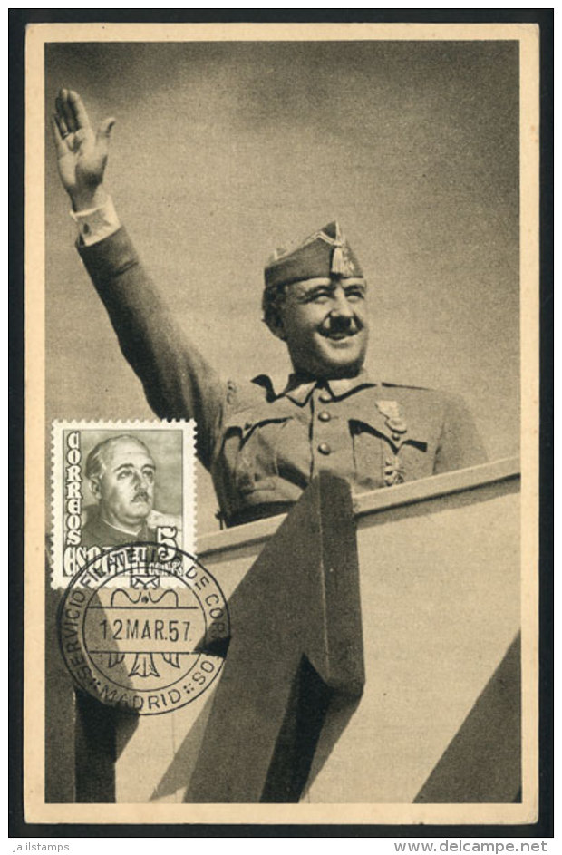 General FRANCO, Maximum Card Of MAR/1957, VF Quality - Cartes Maximum