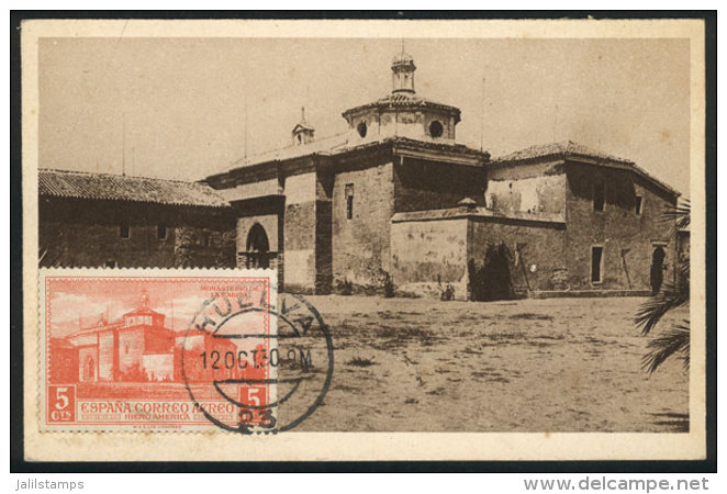 HUELVA: La Rábida Monastery, Maximum Card Of OC/1939, With Stain Spots - Cartes Maximum