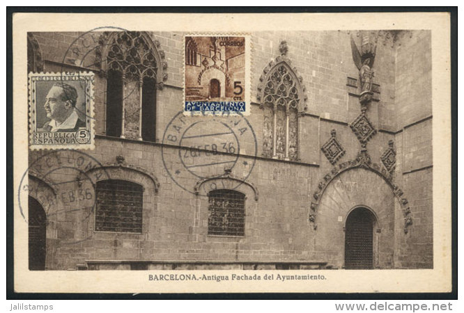 Maximum Card Of FE/1936: Barcelona, Old Facade Of The City Council, VF Quality - Maximumkarten