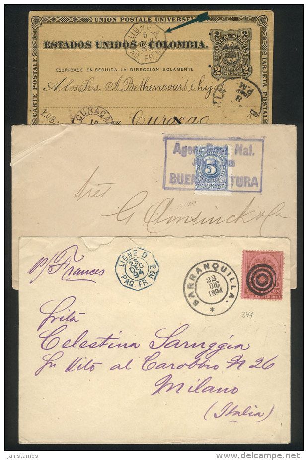 2 Covers And 1 Postal Card Used Between 1899 And 1905. The Covers Are Of VF Quality, The Card With Defects, Good... - Colombie